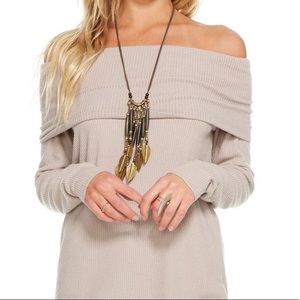 Chaser blush off the shoulder sweater-XS